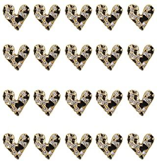 Generic Huajiaxihuan Nail Art, 20 pezzi ornamenti per unghie in lega antiruggine scintillante 3D fai da te amore a forma di cuore, fiocco per unghie, decorazione per unghie