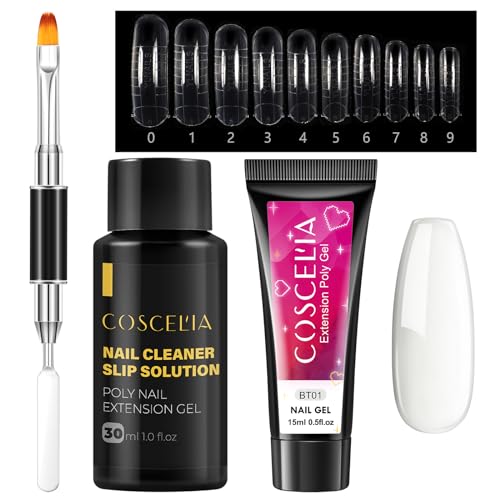 COSCELIA Kit Manicure Semipermanente Kit Poly Estensione Kit Lampada LED Kit Base Coat e Top Coat Semipermanente Accessori Manicure