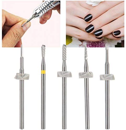 ZJchao 5 pezzi in acciaio al tungsteno per smerigliare e lucidare la testa per lucidatura, trapano per nail art Manicure per smerigliare la testa Accessori per lucidare le unghie Accessor