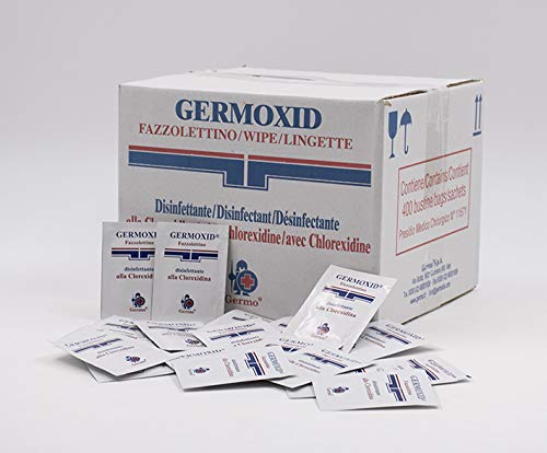 GIMA Germoxid Fazzoletti Disinfettanti alla Clorexidina, Disinfettano, Profumano ed Eliminano i Batteri, Scatola da 400 bustine monouso