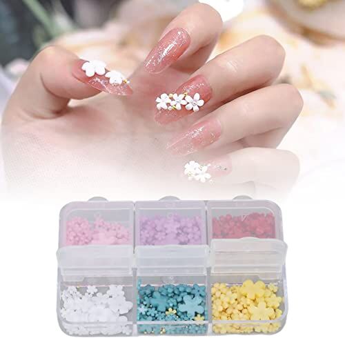 ZJchao Decorazioni per Nail Art con Fiori 3D, Kit di Decorazioni in Resina a 6 Colori per Fai da Te, Saloni per Unghie Design con Bellissimi Fiori Facile Accesso Multifunzionale