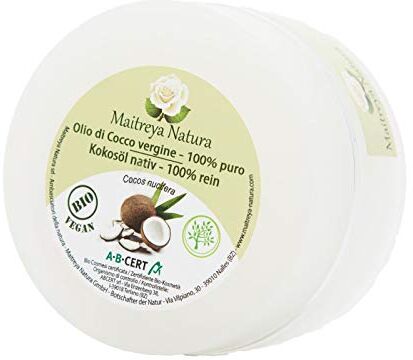 maitreya Natura OLIO DI COCCO biologico, 100% puro e naturale, 200gr aromaterapia, massaggi, cura per corpo, capelli e pelle qualità controllata e certificata, vegan