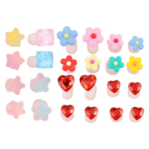 FRCOLOR 24 Pz Clip Per Unghie Separatori Decorativi Delle Dita Piastra Per Punte in Gomma Distanziali in Silicone Separatori Delle Dita Del Cuore Spessori I Fiori Margherita Gel Di Silice