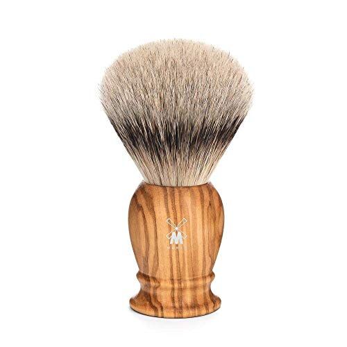 MÜHLE Pennello da barba, serie Classic, punta d'argento, misura L, in legno d'ulivo