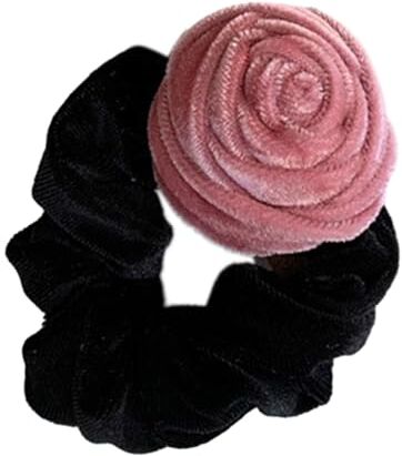 XINGLIDA Grande elastico per capelli vintage fatto a mano con rose floreali stile anni '90, accessorio per capelli spesso da donna, elastico per coda di cavallo (PK#)