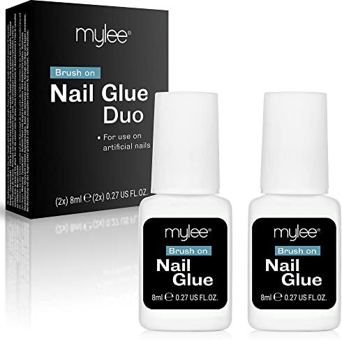 MYLEE Duo Applicatore e Colla per Unghie – Colla Adesiva per Nail Art – Asciugatura Rapida Vegan e Cruelty Free