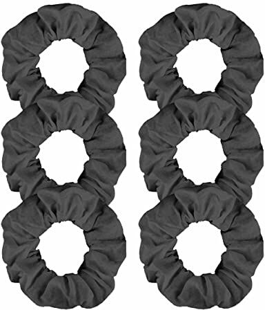 Lang Horn 6 elastici per capelli in morbido cotone – elastici per capelli in morbido jersey per donne, ragazze, signore, bambini, confezione da 6 elastici in morbido cotone biologico (6 pezzi grigio scuro)