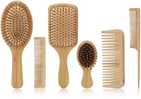 dykaae Set di 6 Pettini Per Spazzola Per Capelli, Spazzola Districante E Set di Pettini Per Barba Set Per La Cura dei Capelli con Setole di Cinghiale Per Barba Per Uomini E Donne