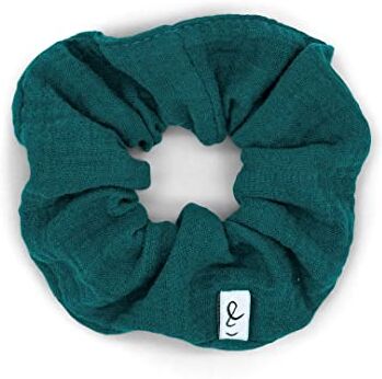 Hutch & Putch hutch&putch Mussola Scrunchie • Elastico per capelli per bambini • Petrol • 100% cotone biologico • Made in Germany • Tenuta forte • Delicato sui capelli • Fascia per capelli • Ragazze donne