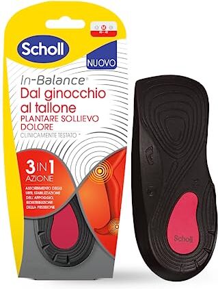 Scholl In-Balance dal Ginocchio al Tallone Plantare Sollievo Dolore, Plantari con Gel Ammortizzante a Doppio Strato con Supporto Flessibile, Taglia M (40-42), 1 Paio