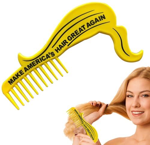 Generico Pettine per capelli Trump, divertente pettine Trump,Novità per lo styling dei capelli, districante a denti larghi Supporto per acconciature, pettini patriottici Trump al bar, sul posto di