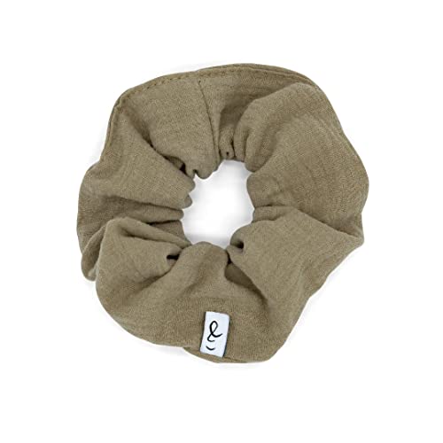 Hutch & Putch hutch&putch Mussola Scrunchie • Elastico per capelli per bambini • Tortora • 100% cotone biologico • Made in Germany • forte tenuta • delicato sui capelli • fascia per capelli • ragazze donne