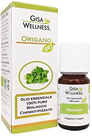 Gisa Wellness ORIGANO Olio Essenziale Bio 100% Puro e Naturale [5ml] Alimentare Aromaterapia Cura della Persona Benessere Made in Italy