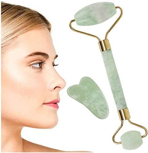 Generico rullo di giada Jade Roller Jade Facial Roller massaggiatore viso con pietra massaggiante anti-età naturale del viso e collo del Massager del rullo, Face Slimmer strumento di bellezza terapia roller