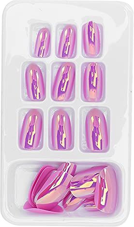 ZJchao 24Pcs Set di Punte per Unghie Finte, Punte Artificiali per Ballerina Francese con Glitter Lunghi Alla Moda per le Donne Saloni per Unghie Nail Art Fai da Te 12 Dimensioni(LG07)