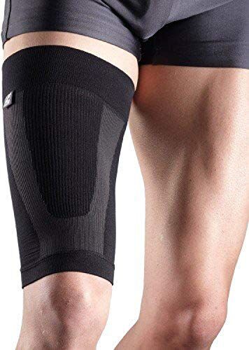 LP SUPPORT Fasciatura coscia a compressione Powersleeve Fasciatura sportiva, dimensione:S, colore:nero