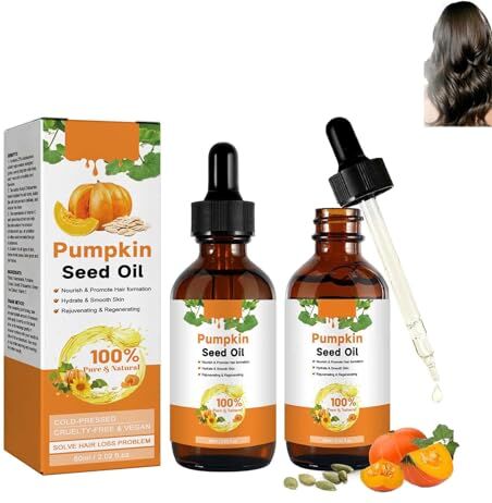 BAInuai Olio di semi di zucca biologico per la crescita dei capelli, Olio di semi di zucca per la crescita dei capelli, Olio di semi di zucca per capelli, Olio per aromaterapia pressato a freddo, Riparazione