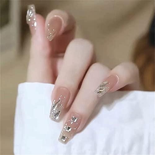 Generic Colla lunga per unghie finte, con copertura completa inclusa, con brillantini staccabili, per nail art, 24 pezzi