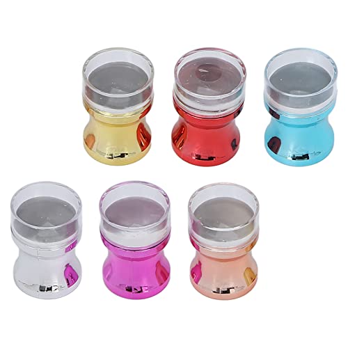 ZJchao Set di Stampini per Nail Art Fai da Te, 6 Stampini per Manicure in Silicone Trasparente con Piastra Modellata, Facile da Pulire, Colori Diversi per la Decorazione delle Unghie