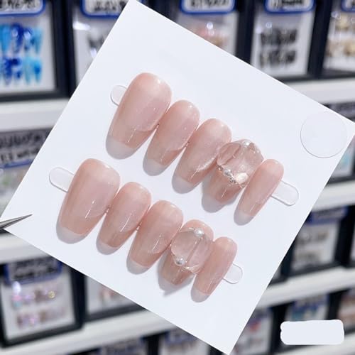 Generic Smalto per unghie fatto a mano, rosa carina farfalla lunga a forma di becco d'anatra nail art, riutilizzabili, unghie finte staccabili, 10 pezzi (colore: 3262, taglia: L)