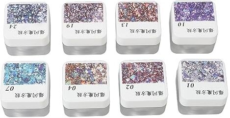 ZJchao Set Gel Smalto per Unghie con Paillettes Glitterate, 8 Colori Crea Bellissimi Effetti Scintillanti per il Salone di Nail Art