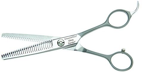 Olivia Garden Forbici per sfoltimento StraightCut, Misura 6", 27 Denti Potenti Lame convesse , Lavorate a mano con la miglior qualità di acciaio giapponese, vendute in un astuccio