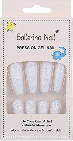 Generic 24 pz/scatola da donna alla moda con copertura completa artificiale ballerina unghie finte indossabili unghie glitterate bara unghie finte (09)