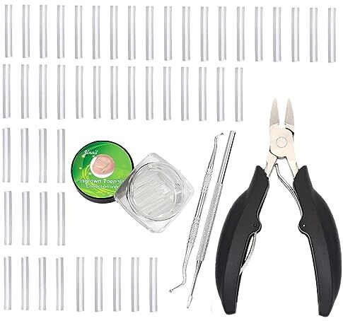 Moxeupon Kit correttore per unghie incarnite Tagliaunghie curve a forma di C, dispositivo di rimozione, tutore e raddrizzatore,Con il correttore 'unghia del piede curvo del sollevatore 'unghia