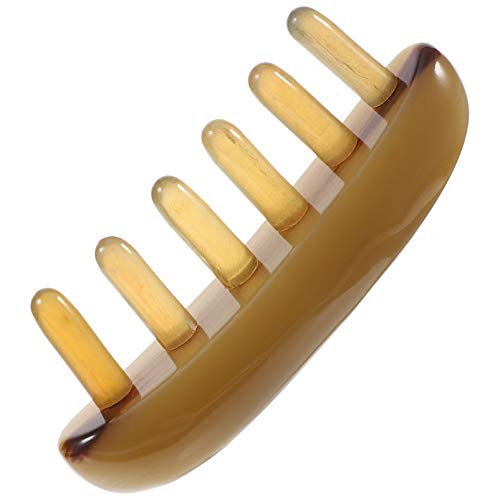 FOMIYES 1Pc Del Corno Del Bue Gua Sha Pettine Del Cuoio Capelluto Massaggiatore Denti Larghi Levigante Pettine Guasha Pettine di Massaggio per Le Donne Degli Uomini di Viaggio