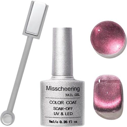 Base Smalto gel per unghie, rosa occhio di gatto 9D, smalto magnetico glitterato per unghie, smalto gel soak off UV LED, con forte stick magnetico, set per saloni di bellezza, casa, nail art fai da te