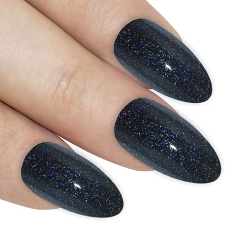 ART Unghie finte  Nero Gel Stiletto 24 Mandorla Lunghe punte in acrilico con colla