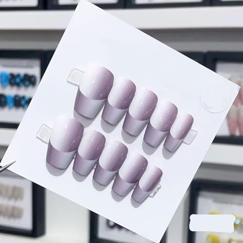 Generic Smalto per unghie fatto a mano, rosa carina farfalla lunga a forma di becco d'anatra nail art, riutilizzabili, unghie finte staccabili, 10 pezzi (colore: 3232, taglia: M)