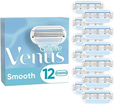 Gillette Lame per rasoio lisce da donna, confezione da 12 ricariche, SkinCushion aiuta a proteggere dalle irritazioni da rasatura, confezione può variare