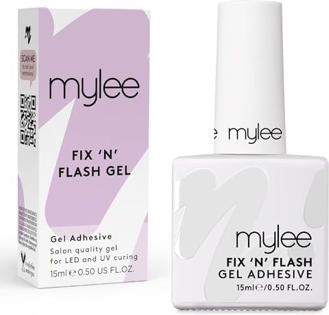 MYLEE Fix & Flash Tips Gel 15ml Colla Adesiva Trasparente per Punte in Gel Morbide, Unghie Acriliche, Unghie Finte e Tip, Polimerizzare con UV/LED, per Uso Professionale e Fai-da-te