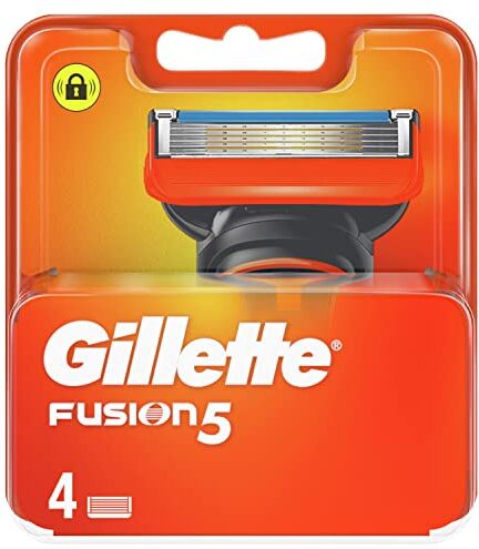 Gillette Fusion 5 Lamette da Barba, 4 Ricambi da 5 Lame, Delicatezza Insuperabile, Rasatura Scorrevole con Striscia Lubrificante, Fino a 1 Mese di Rasatura con 1 Lametta