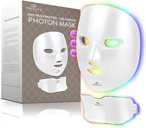 Pro-Ject Maschera per Terapia della Luce LED    Fotone Senza Fili Ringiovanimento Pelle Terapia Rossa Blu Verde 7 Colori Trattamento Anti-Age Rimozione Acne e Rughe Maschera Cura Viso e Collo