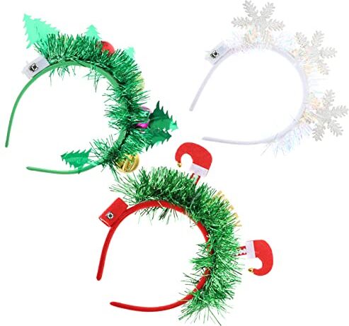 FOMIYES Fasce Natalizie 3Pcs LED Elemento di Natale Elemento Snowflake Headwear Elf Gamba Noleggio Albero di Natale Paesaggio per Vacanze Cosplay Party Dress Up Forniture