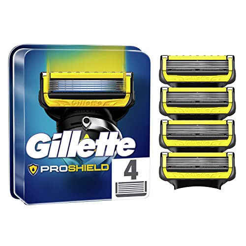 Gillette Fusion 5 ProShield Lamette di Ricambio per Rasoio di Sicurezza Uomo, Confezione da 4 Ricambi con 5 Lame, Con Micropettine per I peli più corti