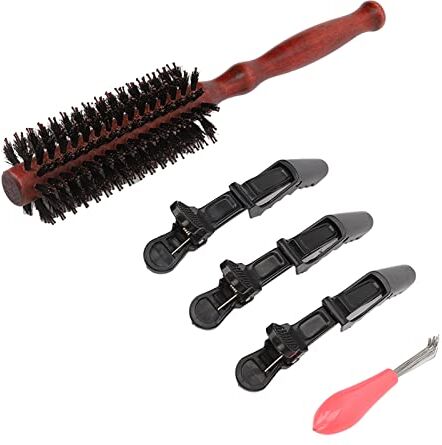 Generic Spazzola per Capelli con Setole Spazzola per Capelli con Setole Barba Pettine per Barba Tondo Spazzola in Legno Pettine Rotante Spazzola con Setole di Cinghiale per Testa Baffi