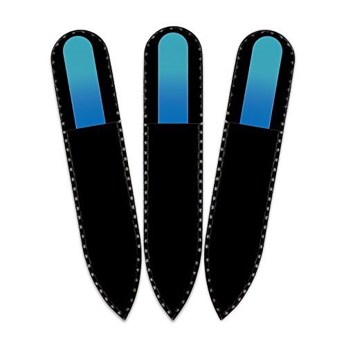 Mont Bleu Lima per unghie in vetro colorato in sacchetto di velluto nero, piccole dimensioni, vero cristallo di Boemia temperato, Garanzia a vita   Fatto a mano in Repubblica Ceca