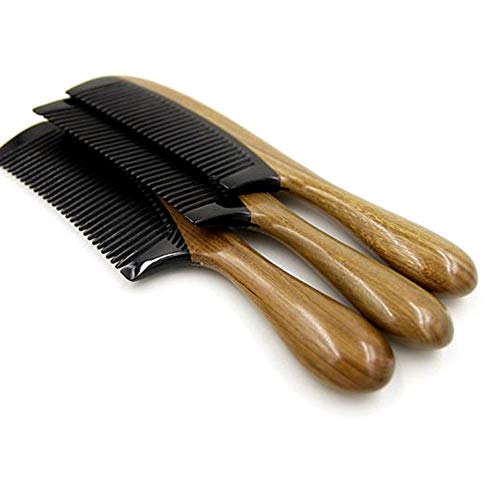 VEADK pettine Pettine per capelli a dente fine in legno di sandalo fatto a mano con manico in legno