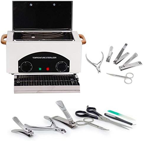 TMISHION Strumento sterilizzatore, nail art strumento sterilizzatore per manicure ad alta temperatura per salone bellezza parrucchiere studio casa Pulitore a ultrasuoni Vaschetta Professionale Pulizia Protesi