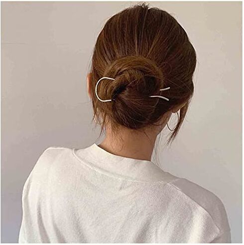 Inateannal Forcina per capelli in metallo a forma di U Forcella per capelli vintage Bastoncini per capelli in argento Forcella per capelli Updo Accessori per fermagli per capelli per donne e ragazze