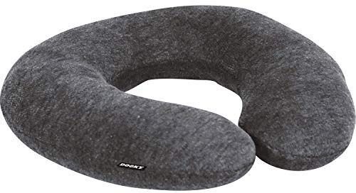 Dooky Cuscino per il collo grigio scuro cuscino da viaggio per viaggi e casa (memory foam, supporto ortopedico, extra morbido), grigio