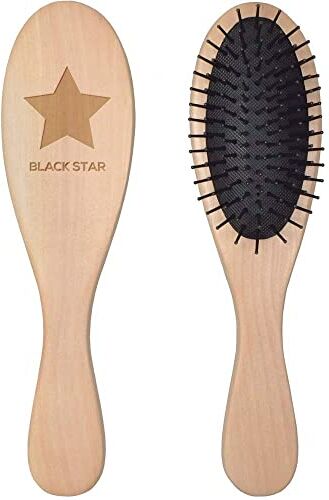 Azeeda 'Black Star Testo con icona a forma di stella' Spazzola per Capelli in Legno (HA00043306)