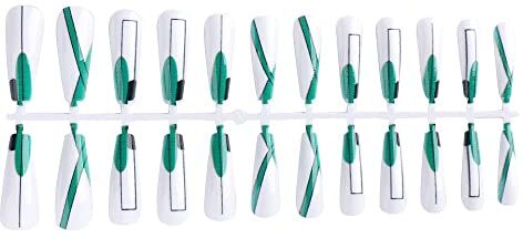 Generic 24pcs Unghie Artificiali Indossabili Lungo Bara Chiodo Estensione Punte Dipinte Unghie Finte Set Charme Colore Blu (01)