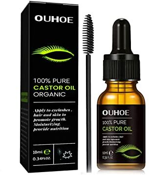 BAInuai Olio di ricino biologico naturale spremuto a freddo olio di ricino per capelli, trattamento per capelli danneggiati Olio di ricino nero per corpo, unghie, ciglia, sopracciglia (1pc)