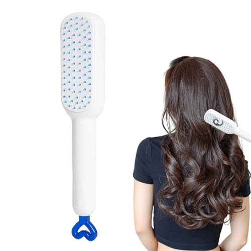 Generic Pettine autopulente, spazzola per capelli autopulente Spazzola per capelli antistatica facile da pulire   Spazzole per capelli ergonomiche Strumenti per lo styling dei capelli per donne