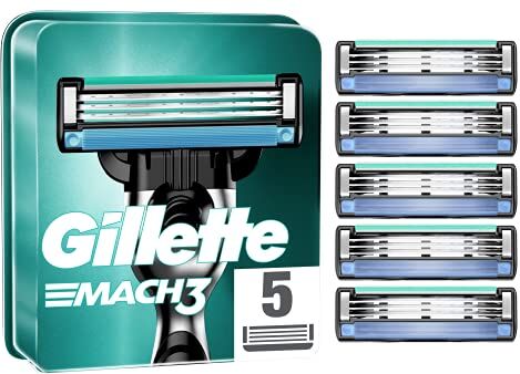 Gillette Mach3 Lama di ricambio per rasoio da uomo, progettata con acciaio di taglio preciso per durare 15 rasature per lama 5