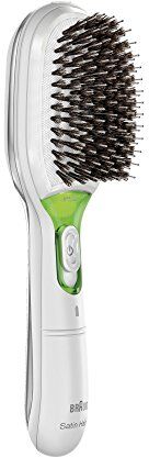 Braun Satin Hair 3 BR750E Spazzola Lisciante per Capelli con Setole Naturali, a Ioni Attivi, Maggiore Brillantezza e Luminosità, Facile Pulizia Verde/Bianco